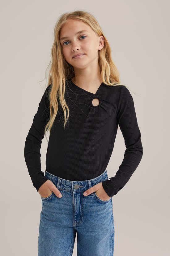 T-shirt WE Fashion Filles avec structure côtelée