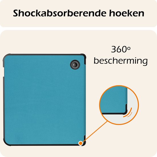 Hoesje Geschikt voor Kobo Libra Colour Hoes Book Case - Hoes Geschikt voor Kobo Libra Colour Hoesje Book Cover - Turquoise van Merkloos — afbeelding 5