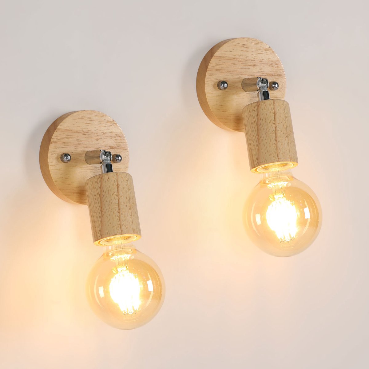 Set van 2 Vintage Wandlampen 350° Roterende Retro Industriële Stijl E27 voor Slaapkamer Woonkamer Trap (Zonder Gloeilamp)