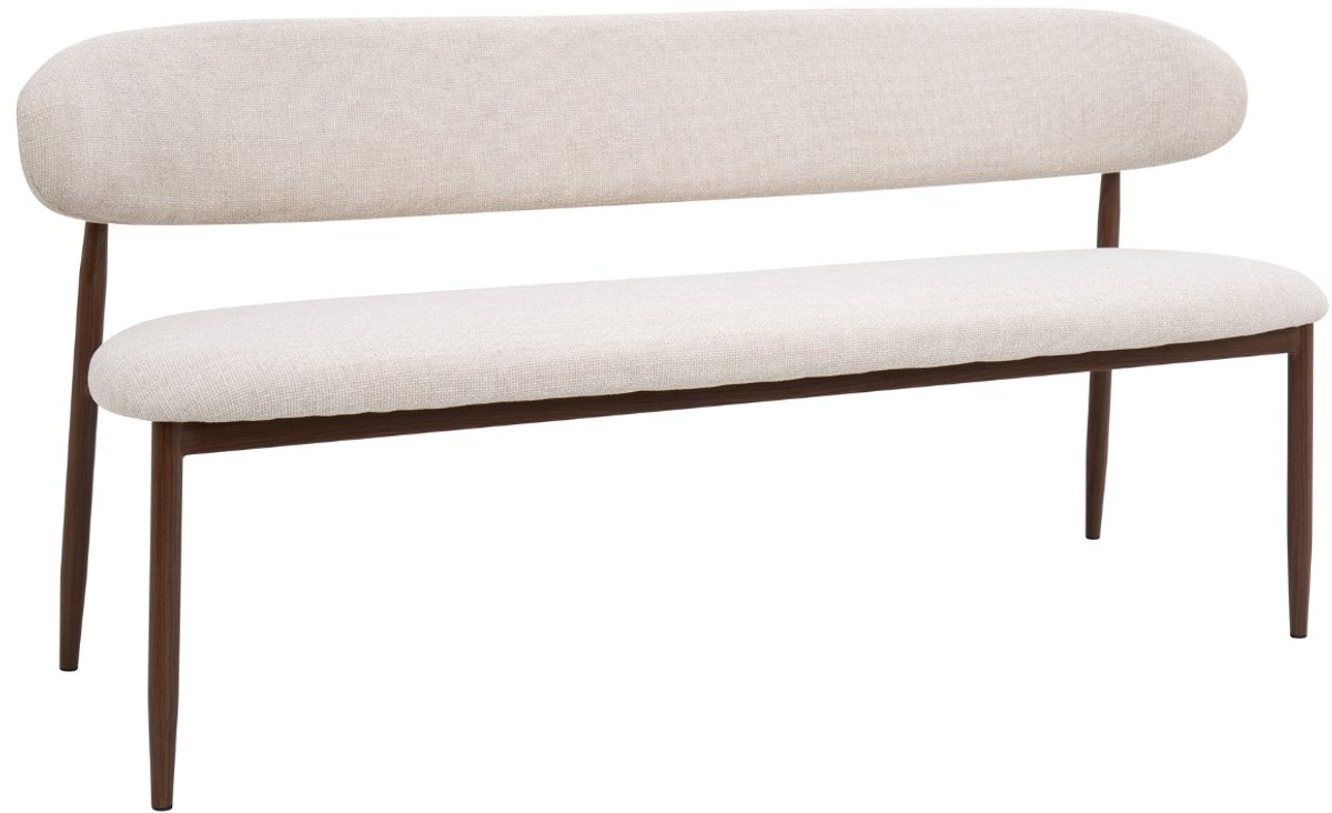 Giga Meubel Eetkamerbank Alexia - Stof - Beige/Walnoot - 200x55x77cm