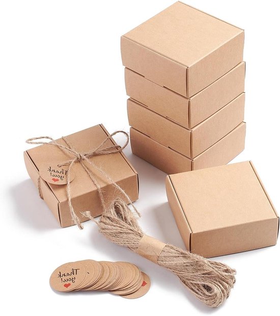 HASLED 10 stuks mini-vouwdozen (8 x 4,3 x 5 cm) van kraftpapier, kleine HASLED 10 stuks mini-vouwdozen (8 x 4,3 x 5 cm) van kraftpapier, kleine