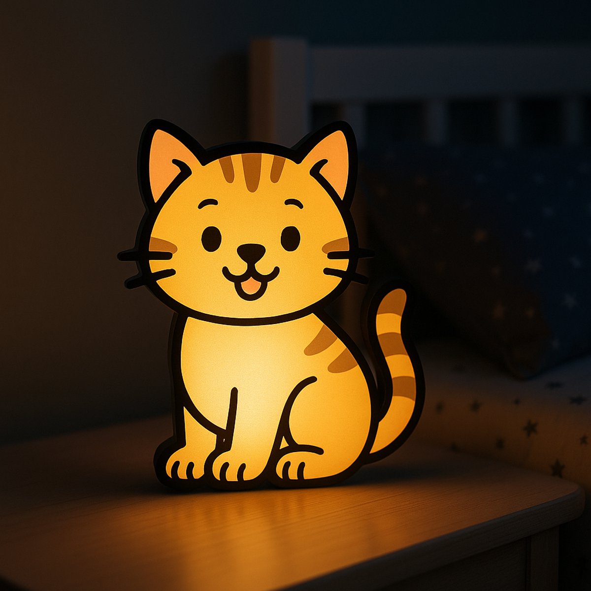 Cute Cat Nachtlampje – Cartoon Kat Lightbox voor Kinderen – Sfeervolle 3D LED Lamp als Nac