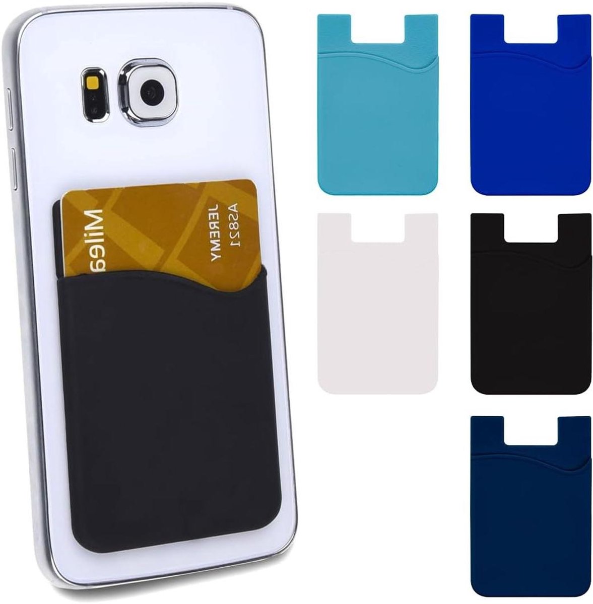 5 siliconen creditcardhouders voor smartphone - handige opslag in telefoonhoes