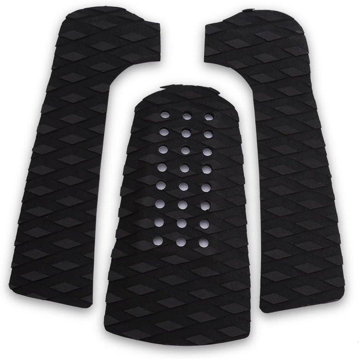 Surfboard Pad: 3-delige antislip tractiepad voor surfplanken - Deck Grip - surfen en skimboarden - zwart kleur