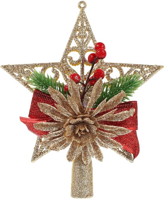 Kerstboom Top Ster Gouden Trim - Decoratieve Boomversiering voor Kerst - Metalen Ster - Xmas Decoratie - Thuis & Outdoor - Feestelijke Sfeer - Gouden Kerst Sterren Topper.