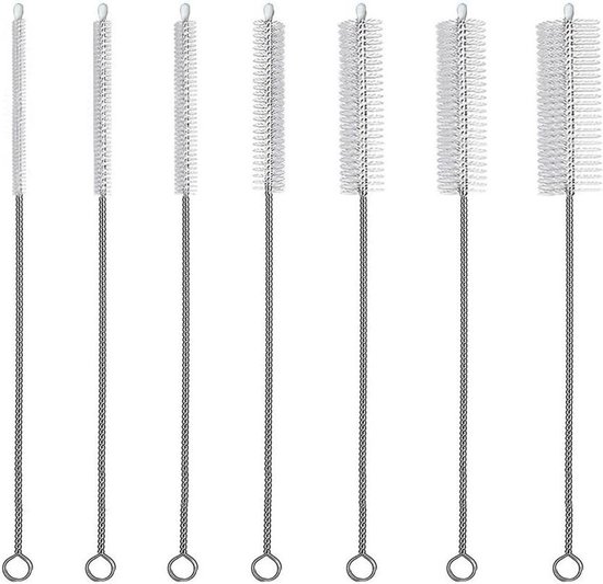 Allecto Plus - Lot de 7 brosses de nettoyage pour pailles - Nettoyage des tubes à essai et des bouteilles - 30 cm de long - Brosse pour tuyau à lait - Brosse pour tuyau - Nettoyeur de Pailles