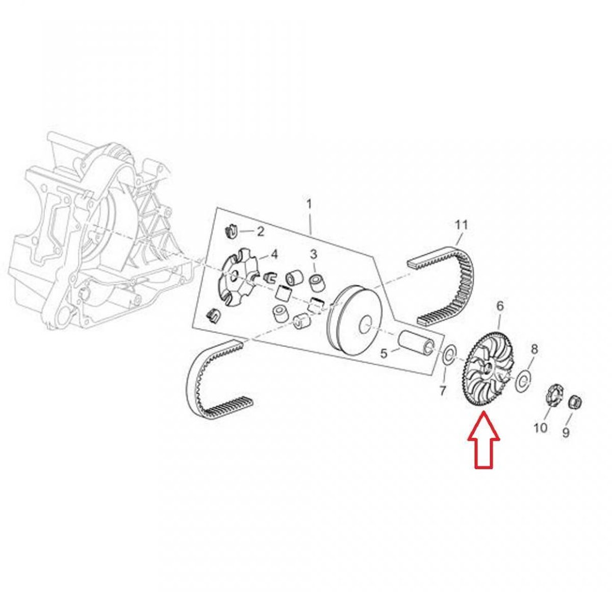 originele variator vaste wang voor scooter piaggio 125 x8 2004 tot 2008 845607 nieuw