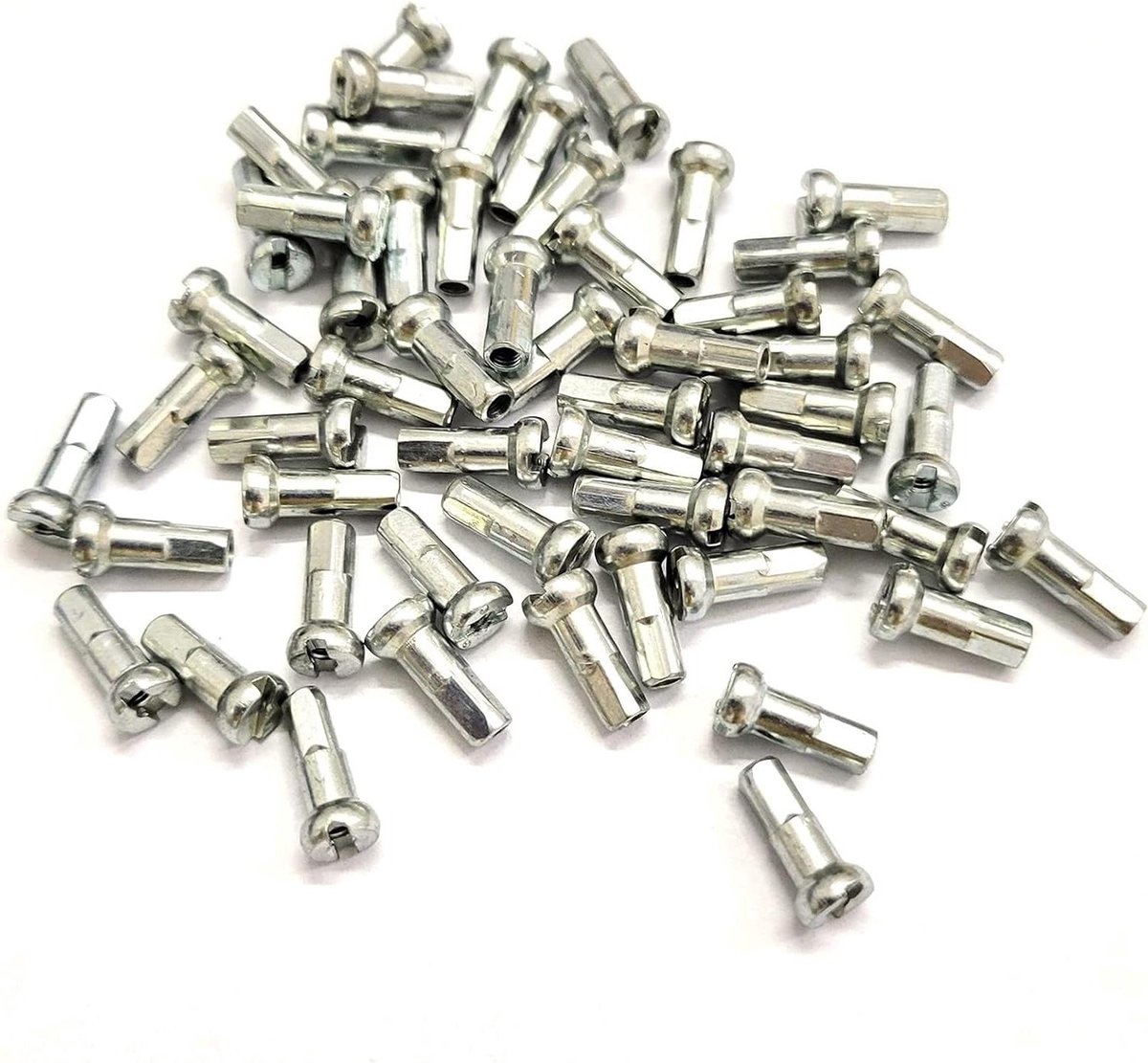 200 stuks Fietsspaakkoppen voor 14G/2mm Diameter Mountainbike Wielrennen Zilver Staal 12mm Lang - Fietsaccessoires Vervanging