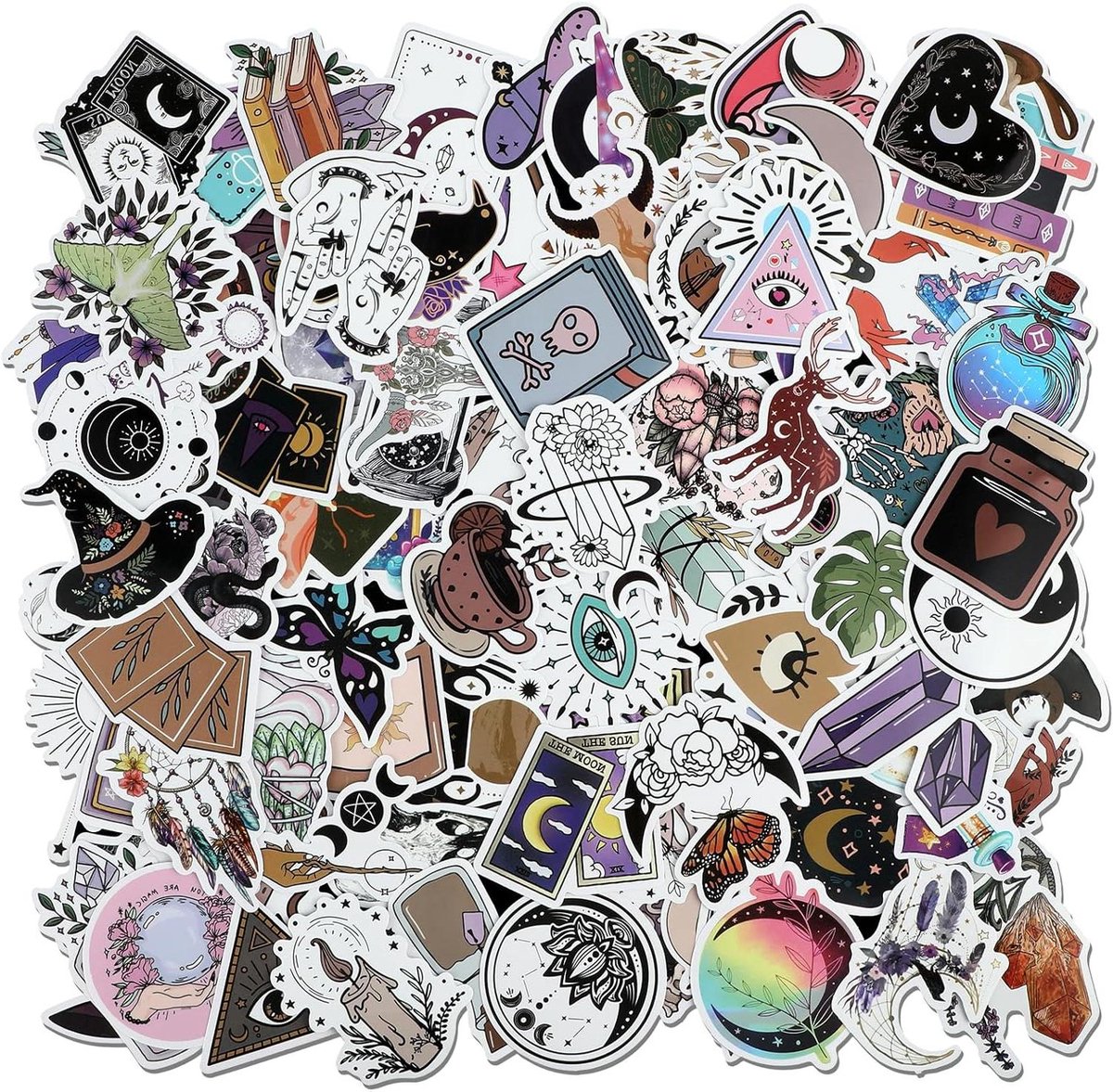 Allecto Plus - Heksenstickers - 100 stuks - Boho, Gotische en Esthetische Decoraties - Waterdicht - Voor Telefoon, Laptop en Waterfles