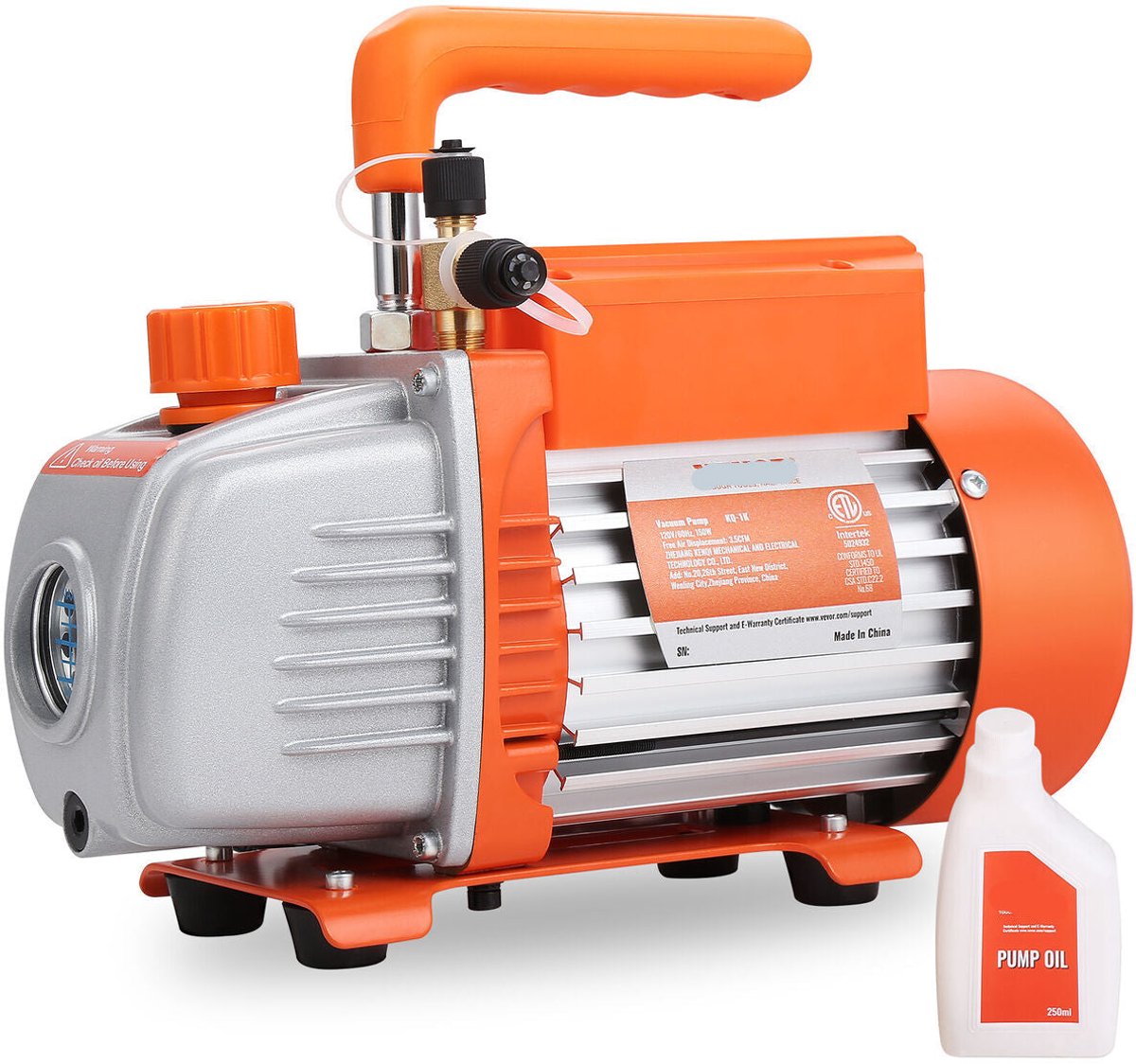 Vacuümpomp - Koelmiddel Vacuümpomp - Droogpomp - 3.5CFM A2L - Koelgereedschap - HVAC-koeling- Oranje