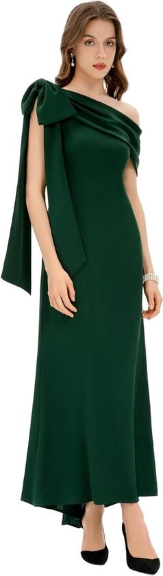 Inovra Plus - Formele jurk dames - baljurk met één schouder - avondjurk cocktailjurk - feestjurk bruiloftsgast - stijlvol en elegant outfit voor speciale gelegenheden.