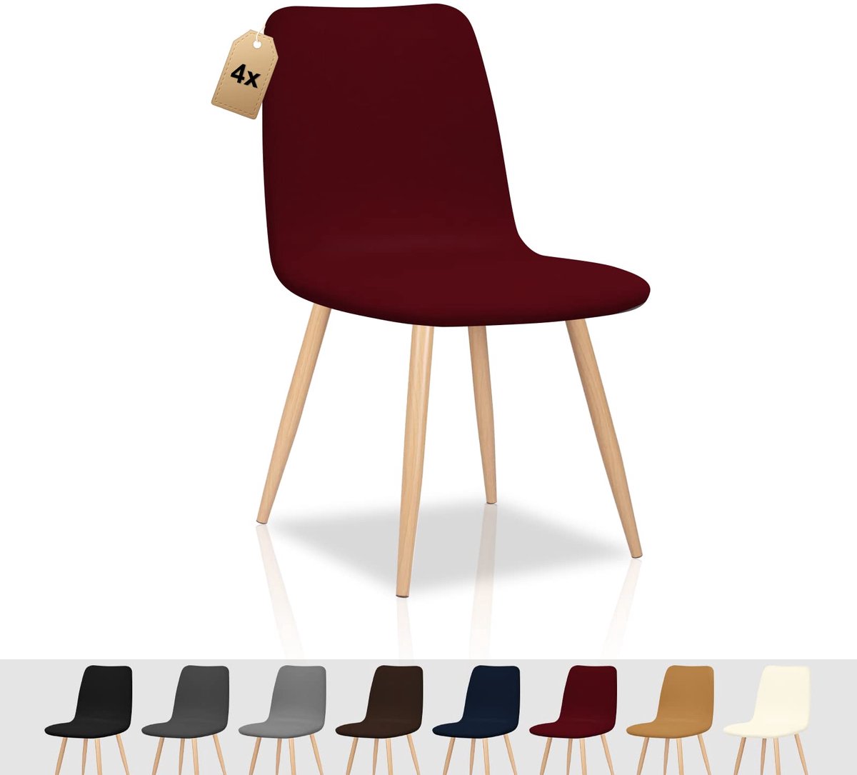 Ibenzoa® Set van 4 Stretch Stoelhoezen in Wijnrood voor Diverse Interieurs