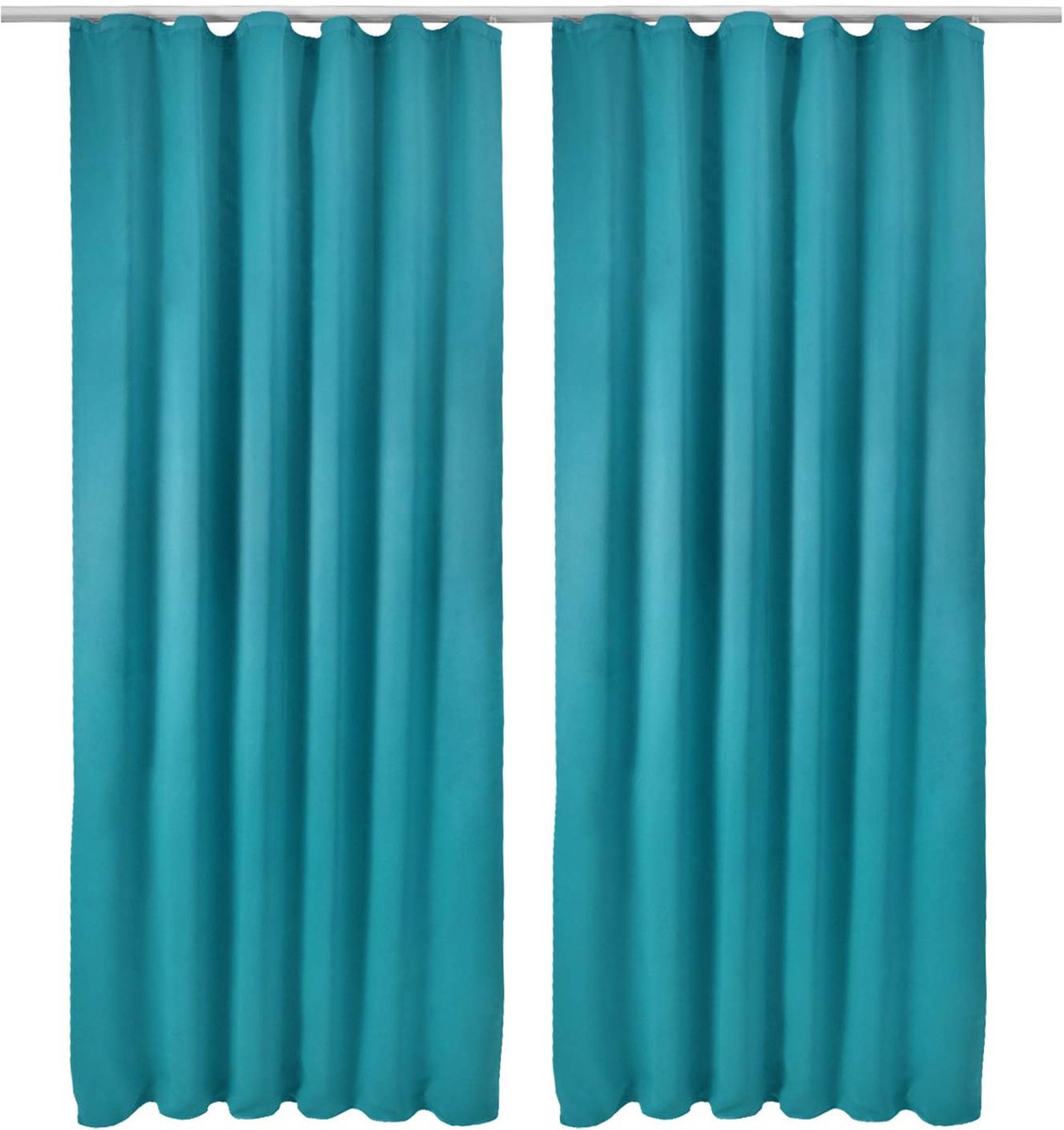 Ibenzoa Set van 2 Verduisteringsgordijnen met Plooiband, Turquoise, 140 x 245 cm voor Woon- en Slaapkamer blauw