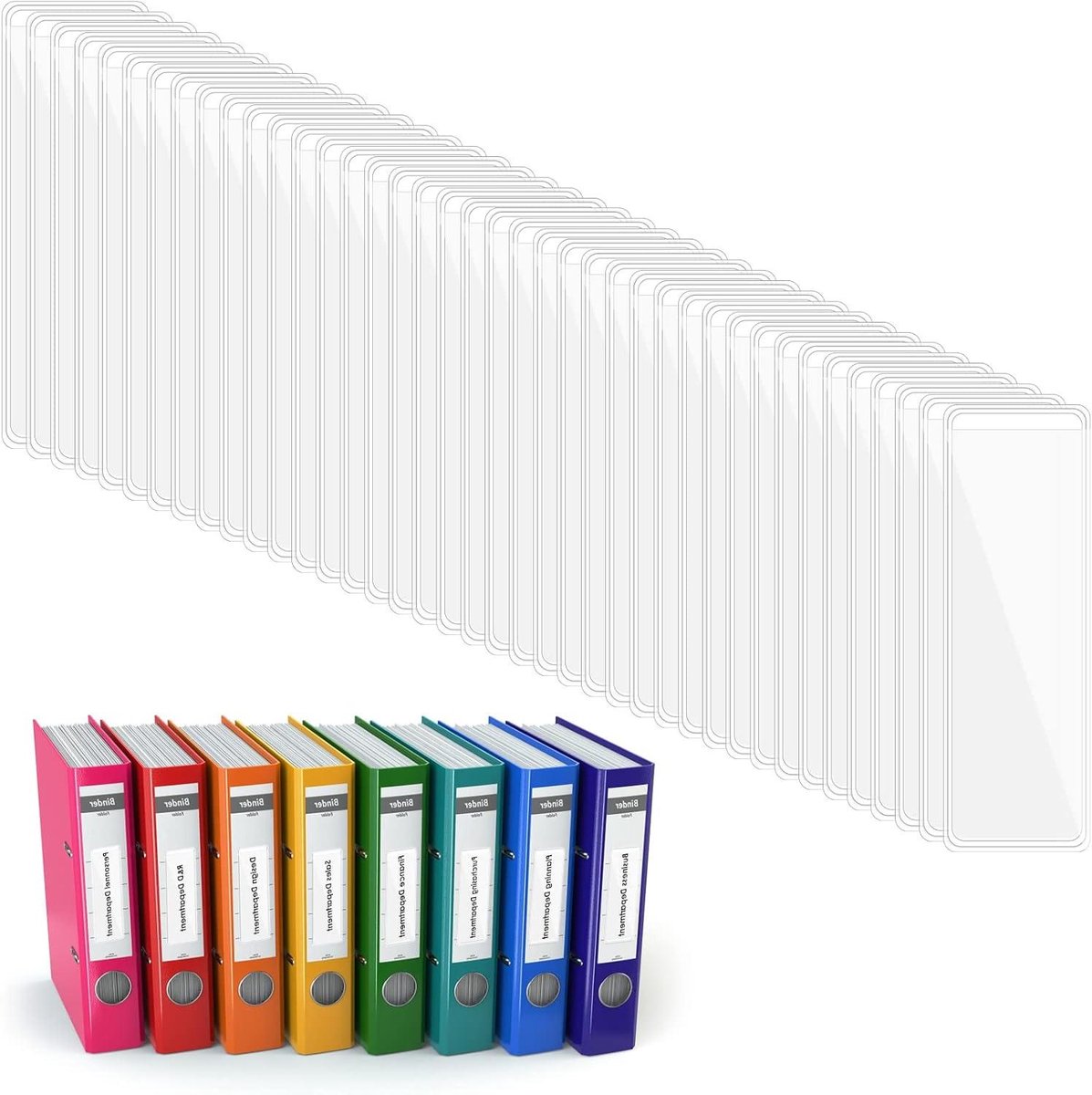 Allecto Plus - 120 stuks transparante labelhouders ringlabels - Opbergorganisatie - Bestandsmappenetiketten - Zelfklevende zakken - 1 x 75 cm