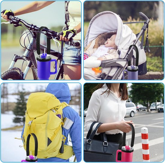 Inovra Plus - Waterfleshouder met riem handgreep voor waterfles - siliconen flesgreep - geschikt voor diverse waterflessen - 8 tot 40 oz - met Stanley accessoires - comfortabele draagriem — afbeelding 5