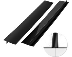 2 Stuks Silicone Kachelsplitafdekking - 25" Gap Filler Strip - voor Gasfornuizen, Kookplaat, Teller - Dicht Gemorste Vloeistoffen af ​​tussen aanrechtbladen en apparaten - Zwart