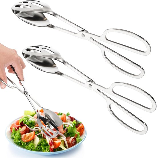 Newaner Keukentang roestvrij staal, 22,4 cm, barbecue-tang, keukentang van siliconen, levensmiddelenkwaliteit, met slot en antislip handgreep, keukengerei-accessoires voor pasta, vlees, gehaktballen