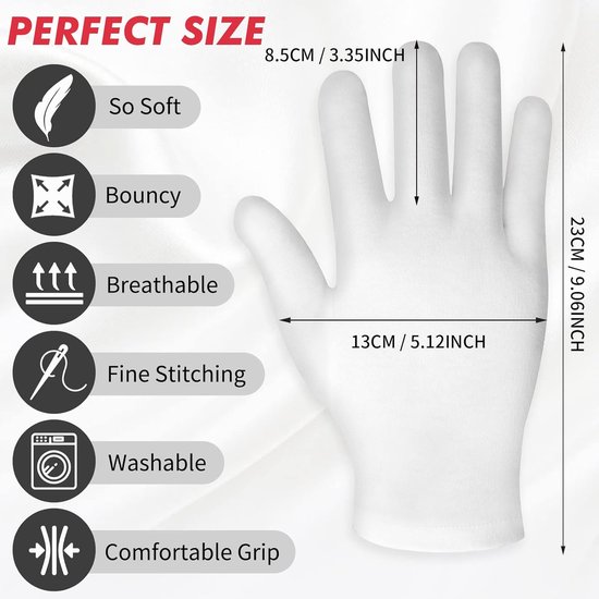 1 Paar Witte Katoenen Handschoenen Zachte Dunne We... – Vicedeal