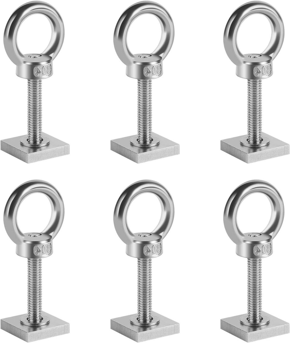 Allecto Plus - 6-delige T-groefadapter set van roestvrij staal voor dakdragers en dakkoffer - 35 mm - Inclusief moeren en sluitringen - Thule compatibel.