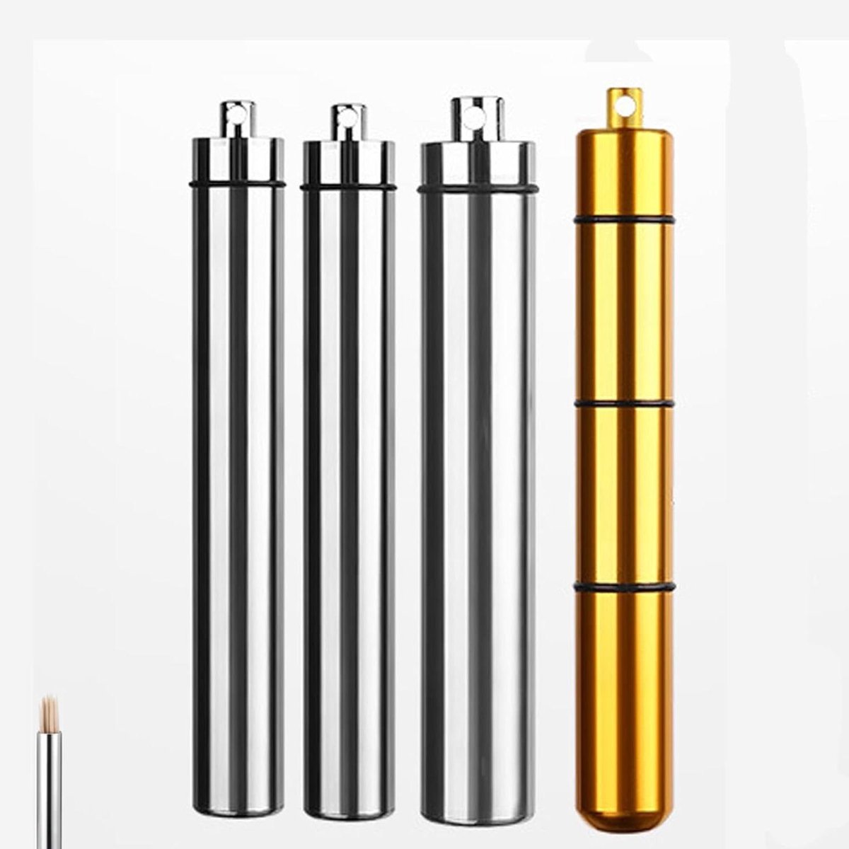 Allecto Plus - 4 stuks tandenstokerhouders voor onderweg - metalen tandenstokerbox - tandenstokers dispenser voor reizen, picknick en camping.