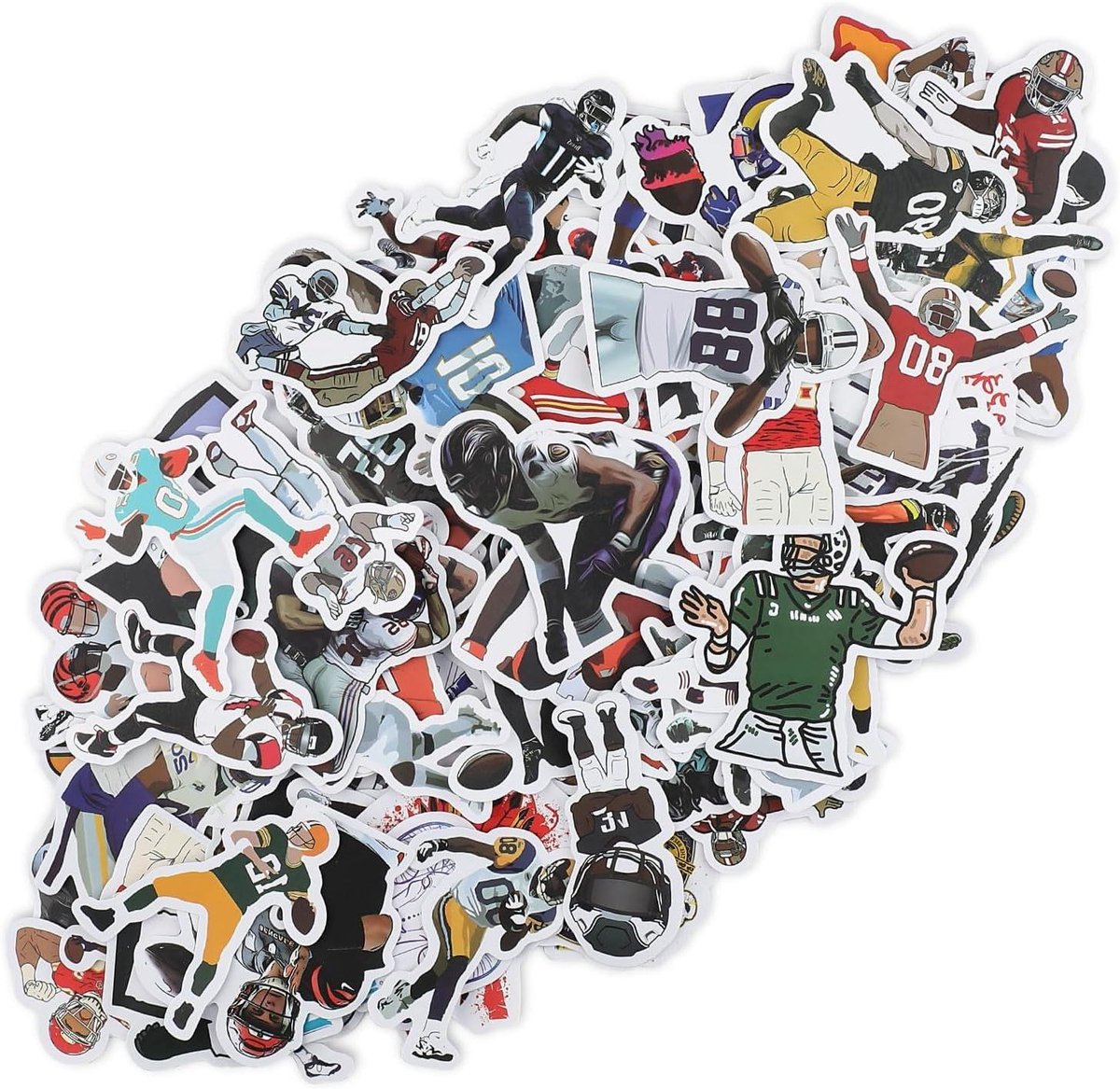 Allecto Plus - Voetbalstickers en rugby stickers set van 100 stuks - Waterdichte vinylstickers - Geschikt voor kinderen, tieners en volwassenen - Cadeau voor jongens en meisjes - Voor waterflessen, laptops en koffers