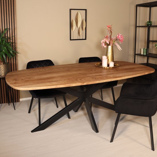 Eettafel Deens ovaal 210cm bruin Hero ovale eetkamer tafel | bol