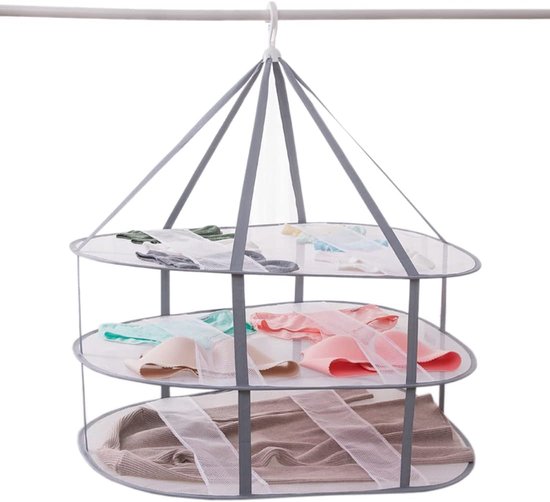 1 stuk - Opvouwbaar droogrek met 3 niveaus - Leg plat om te drogen - Gemakkelijk te drogen - Ademend - Wit - Geschikt voor truien, delicate was, handdoeken, sokken, badpakken, luiers