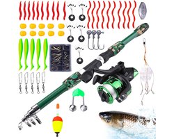 Vishengel set voor kinder - 1.8m telescopisch - glasvezel - compleet