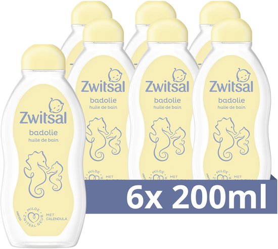 Zwitsal Badolie - Baby - met ingrediënten van natuurlijke oorsprong en calendula - 6 x 200 ml