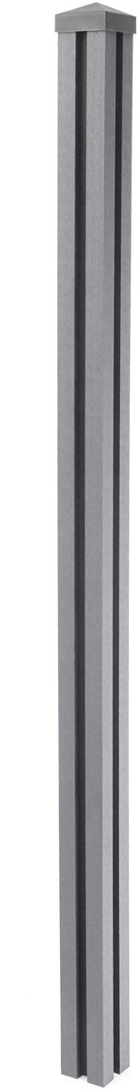 WPC paal Sarthe WPC omheining, pijlerpaal, insteeksysteem 1,88m ~ grijs