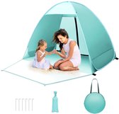 Blauwe LifeStages® Strandtent Met Uv-bescherming SPF 50 Strandschelptent Xxl Waterafstotend Easy Pitch Opbouw Tent Voor 5 Personen Ideale Windbescherming Voor Strand Tuin En Camping Kleine