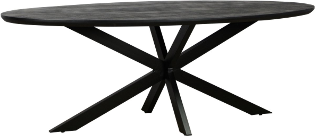 Meubelplaats Eettafel Colorado ovaal mangohout 240x110 cm - verjongde rand - Zwart