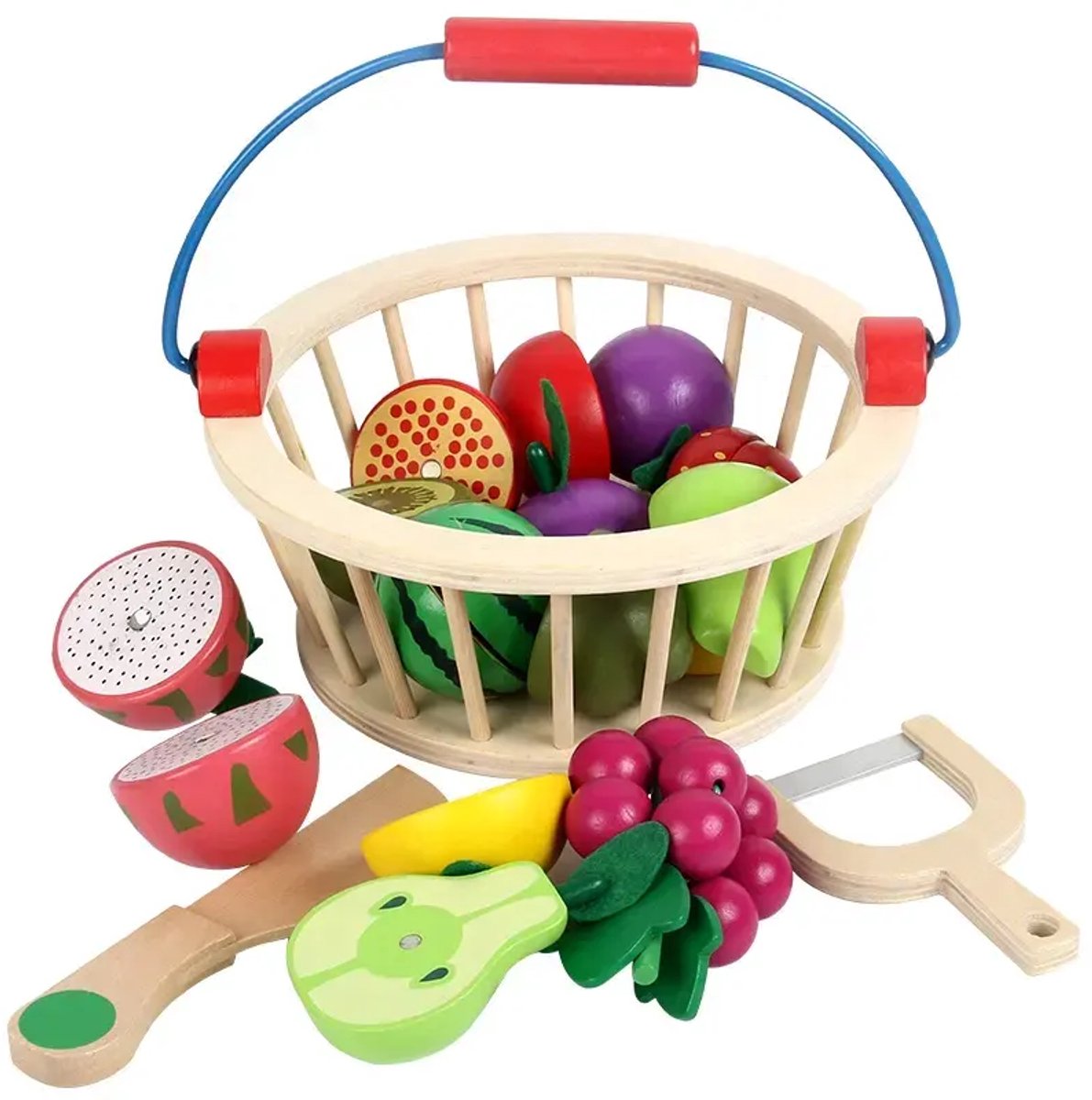Houten speelgoed fruitset - 12 stuks - Fruit snijden - Educatief montessori speelgoed - vanaf 3 jaar - Speelgoed keukentje