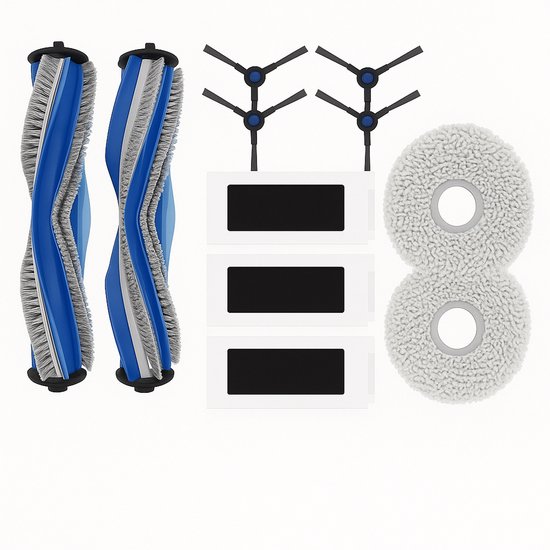 Kit 19 Pièces Rechange Ecovacs Deebot T30 / T30 Pro Omni – 1 Brosse Principale, 4 Filtres HEPA, 4 Brosses Latérales, 4 Lingettes, 6 Sacs Poussière
