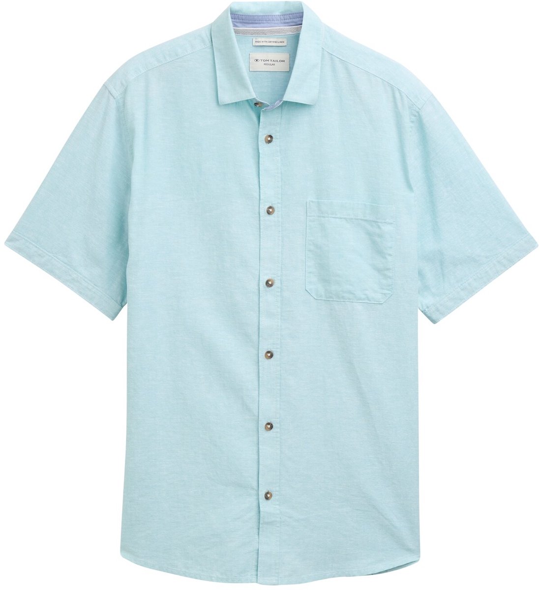 Tom Tailor Regular fit overhemd met korte mouwen en linnen