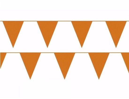Vlaggenlijn - 20 vlaggetjes - oranje - 10 meter - Koningsdag / WK / EK voetbal vlaggenlijn