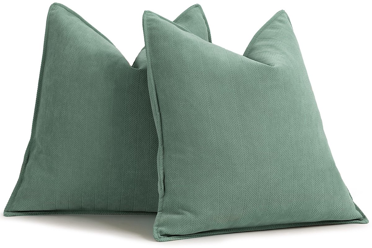 Ibenzoa Set van 2 Luxe Chenille Kussenhoezen voor Stijlvolle Interieurdecoratie groen