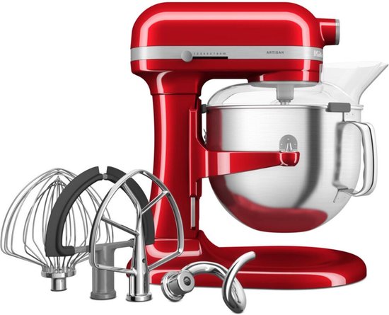 KitchenAid Artisan Standmixer met in Hoogte Verstelbare Kom - Krachtig, stil, 11 snelheden, roestvrijstalen accessoires en capaciteit van 6,6L - Appelrood van KitchenAid — afbeelding 2