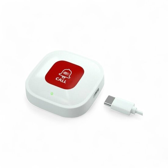 Bouton SOS | Sécurité pour les Personnes âgées | 2,4 GHz | Soyez averti partout | À coller au mur, sur une table ou sur un fauteuil roulant | Peut également être porté autour du cou