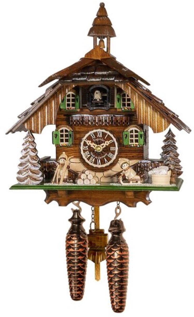 Engstler 44424_QM - Koekoeksklok - Kwarts - Notenhout - met muziek - 31 cm Bruin