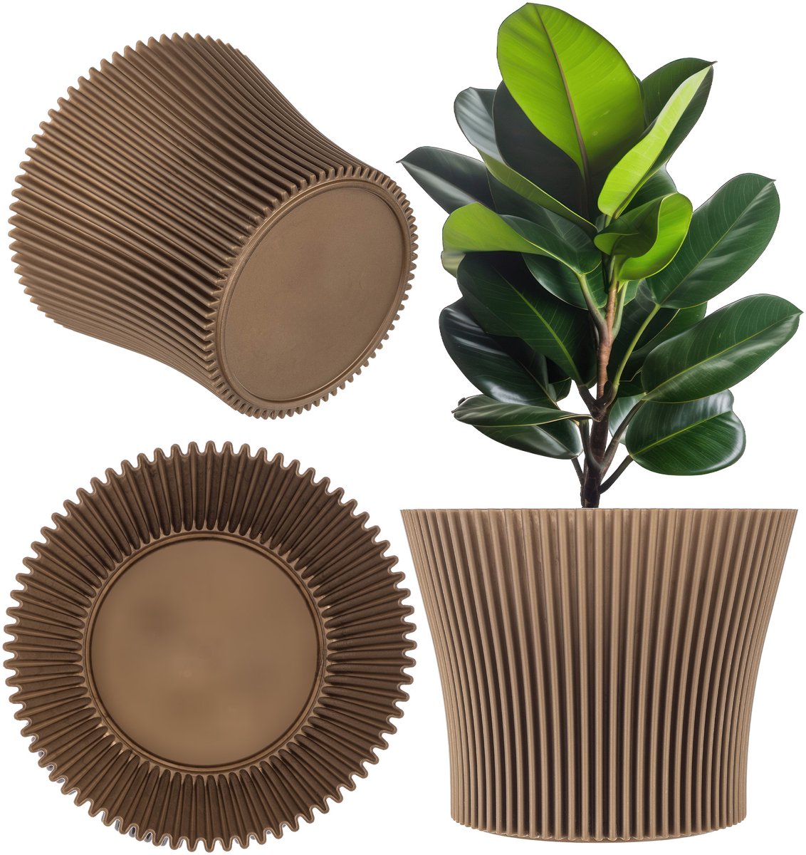 KADAX Kleine kunststof plantenpot voor vetplanten en kruiden, moderne bloempot voor binnen en buiten (goud, 11,5 cm)