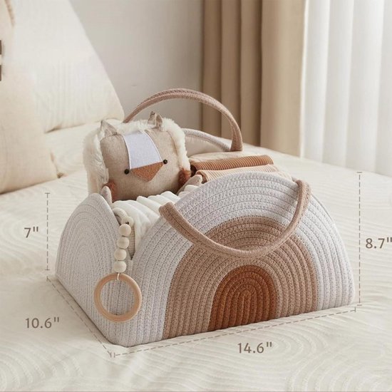 TIMEYARD Opbergmand, kleine wasmand, opbergmanden, organizer manden, katoenen mand voor rek, woonkamer, kinderkamer, badkamer, lege cadeaumand, 33x25x22.5cm, Wit