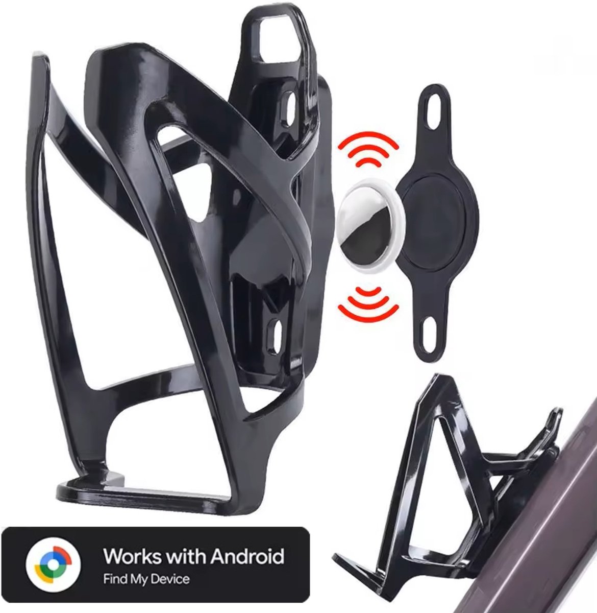 BlueTime - Bidonhouder - Inclusief Tag - Gps Tracker Fiets - Gps Fiets - Volgsysteem Fiets - Bikefinder- Volgsysteem - Anti Diefstal - Fiets anti diefstal - Geschikt voor Android Find My Device