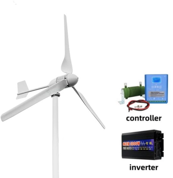 Foto: Windturbine windmolen windgenerator windenergie duurzame energie 5000w aluminium behuizing 24v off grid systeem