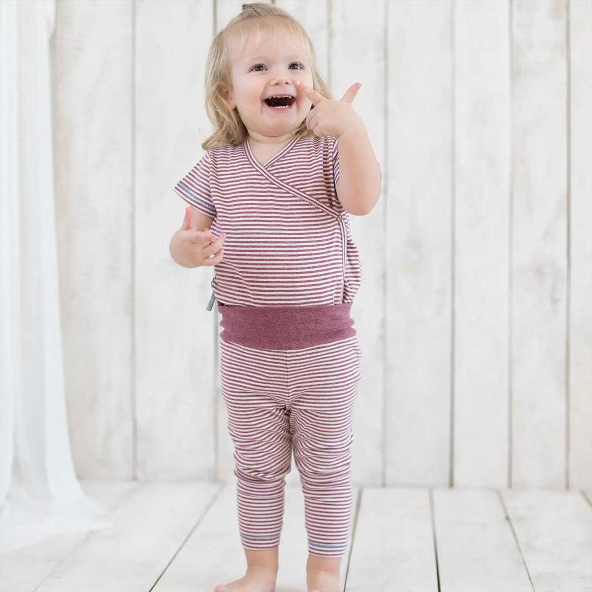 Kimonolichaam met korte mouwen OrganicEra Organic Baby S/S Kimono body, gestreept