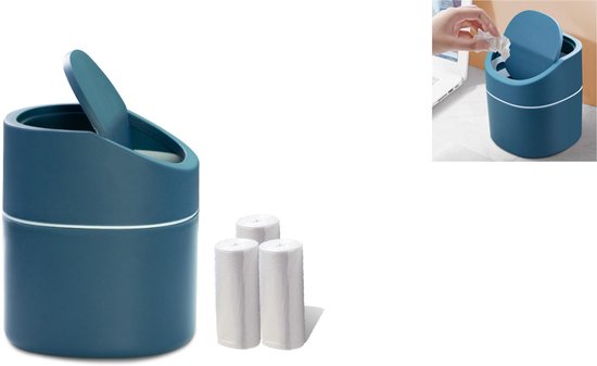 1 Stuk - Mini-opbergemmer Met Drukknop - Prullenbak Voor Op Het Aanrecht Kleine Prullenbak Voor Op Het Nachtkastje Doorschijnend Grijs