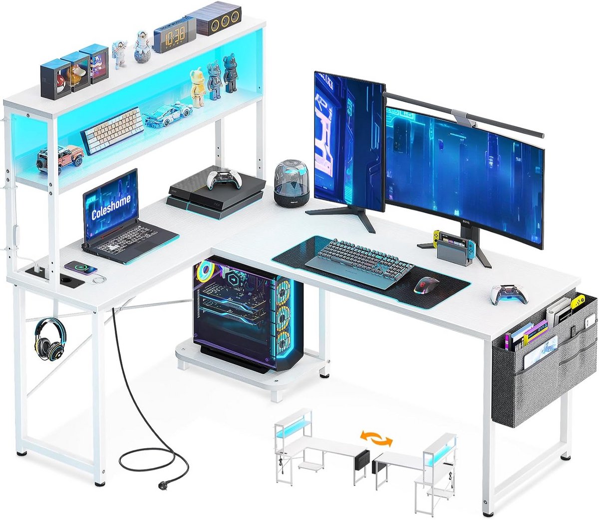 MKSS® Gaming Bureau met LED Verlichting - Computertafel - Computermeubel