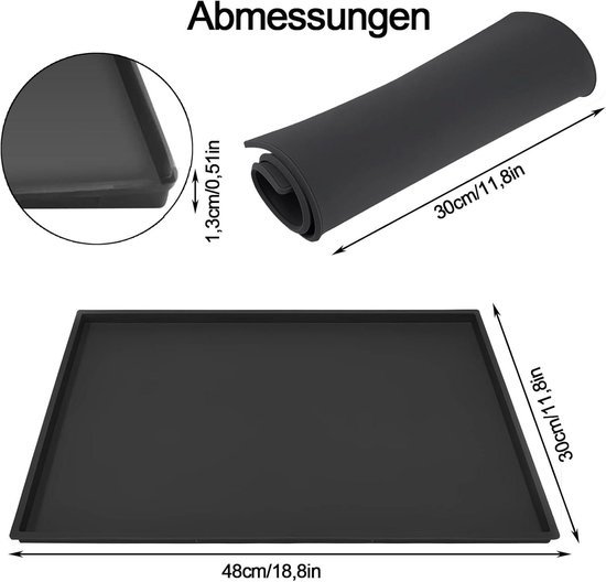 Tapvai onderlegger voor koffiezetapparaat, anti-slip siliconenmat voor koffieautomaat, 48x30 CM, anti-slip, Compatibel met De Longhi, Philips, Siemens enz