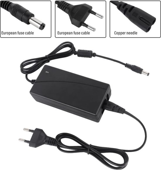 Elektrische fietslader - Elektrische Fietsoplader - Oplader Voor Elektrische Fietsen - 42V/36V 2A Universele Oplader - Oplader Voor Elektrische Scooters - Acculader - Compatibel Met Dc 5,5 Mm x 2,1 Mm En 5,5 Mm x 2,5 Mm Slimme Scooters van Merkloos — afbeelding 3