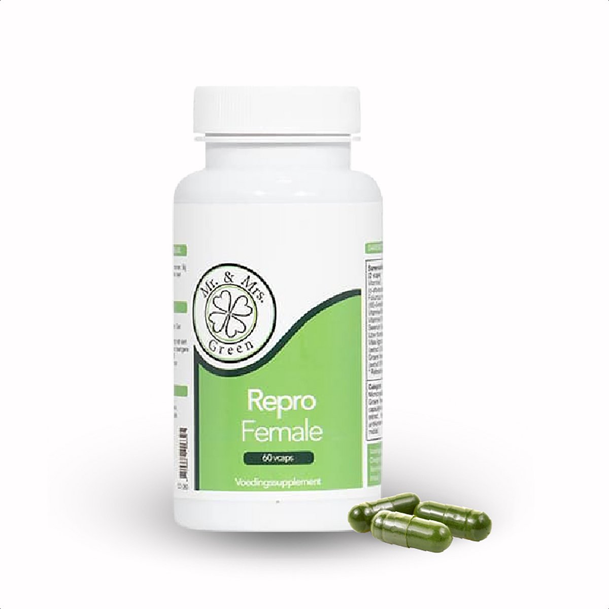 Goedkoopste Mr and Mrs Green Repro Female - Vitex Agnus Castus - Groene Thee - Selenium - Vitamine E - Foliumzuur Supplement - 60 Capsules